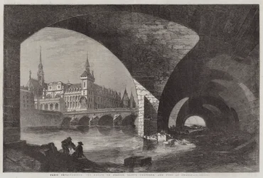 Pariser Verbesserungen, der Palais de Justice, Sainte Chapelle und Pont au Change